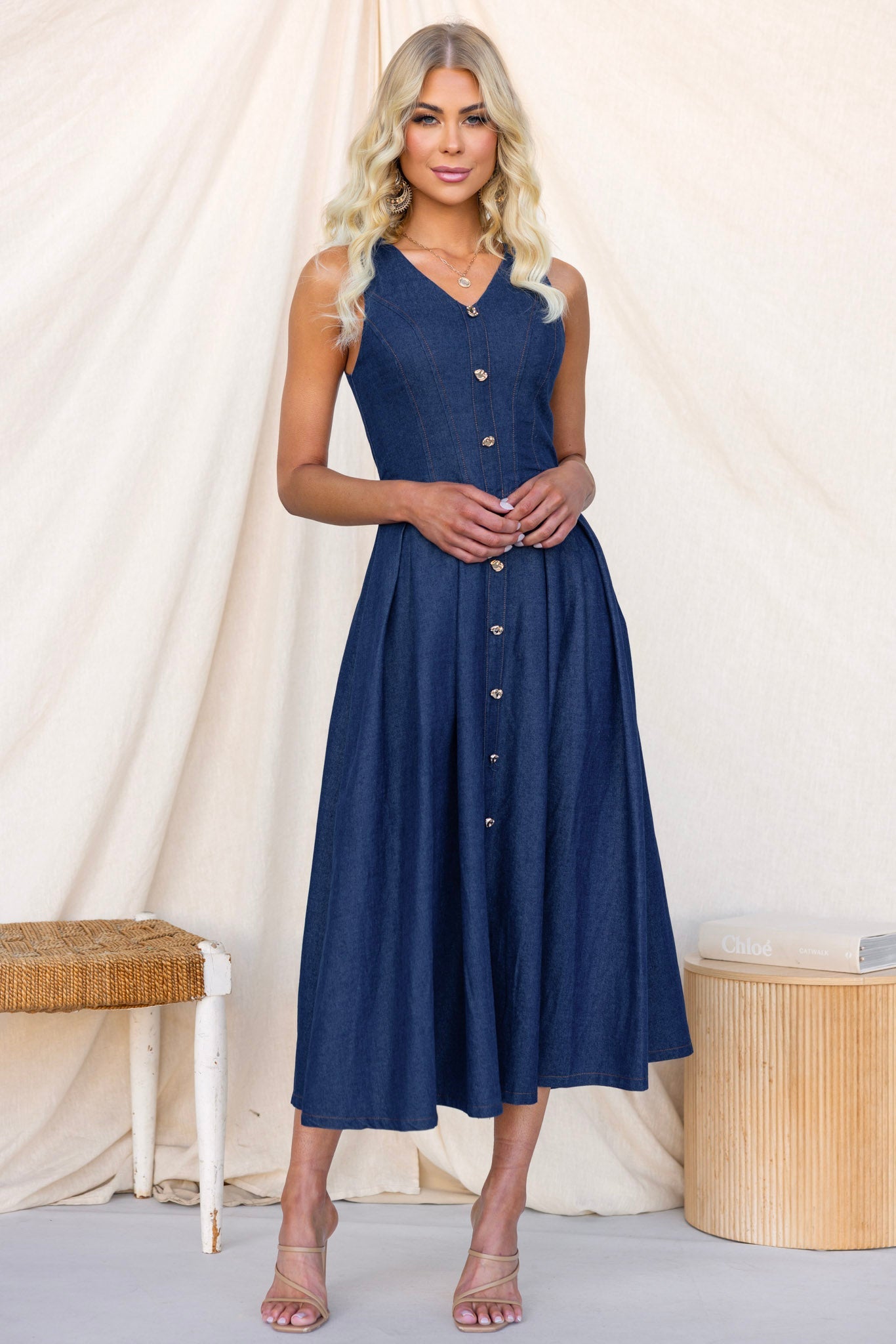 Bella™ | Nottie Denim Midi Dress