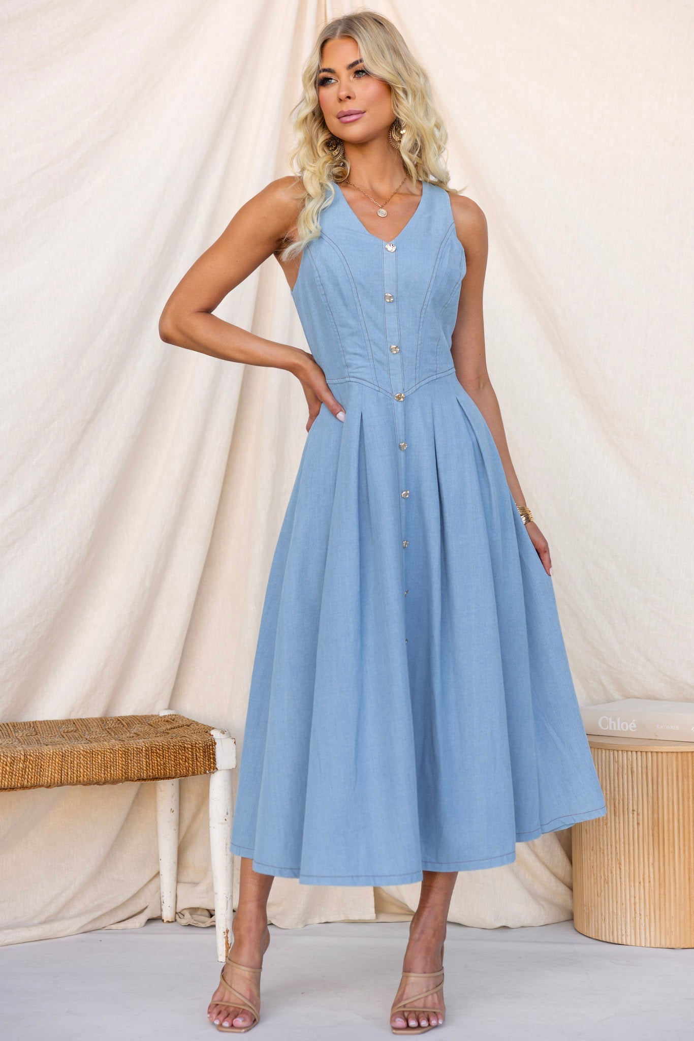 Bella™ | Nottie Denim Midi Dress