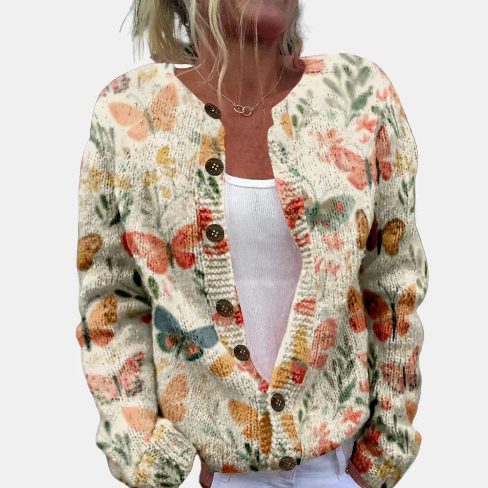 Philippa | Chic Fjärilsmönstrad Cardigan