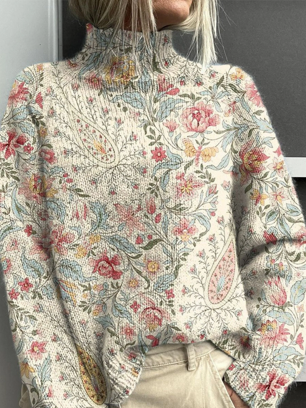Arelia | Vintage Paisley-tröja med hög hals