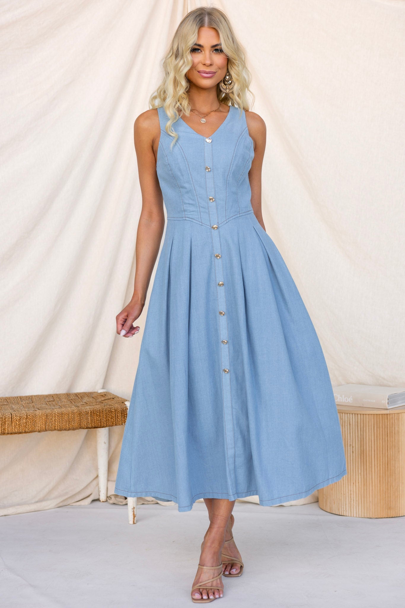 Bella™ | Nottie Denim Midi Dress