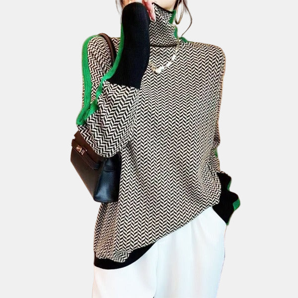 Solene | Herringbone Luxe Turtleneck