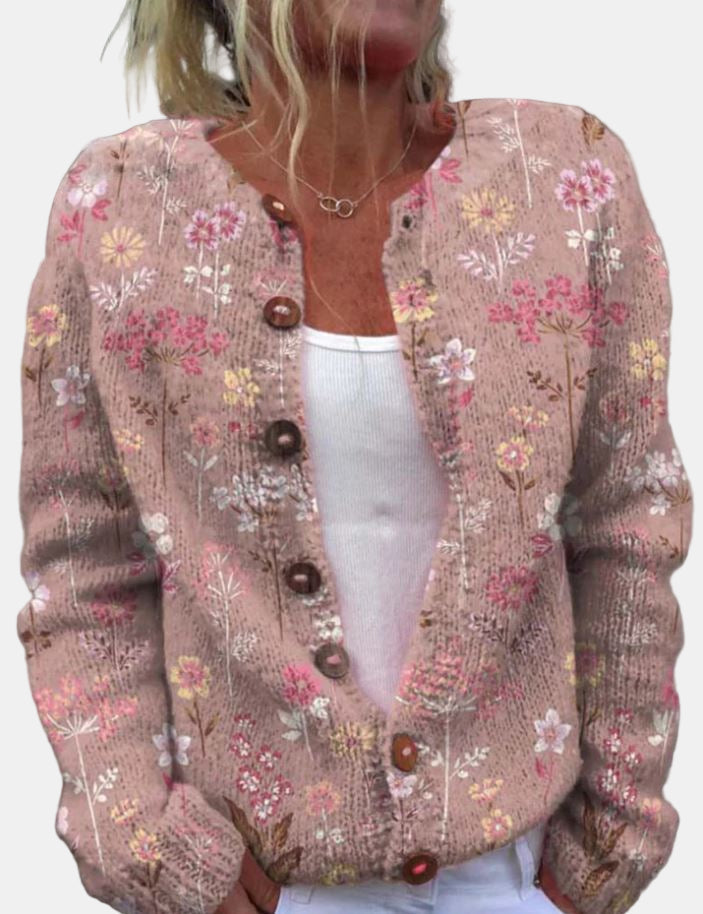 Cecily | Elegant Blommig Rosa Kofta