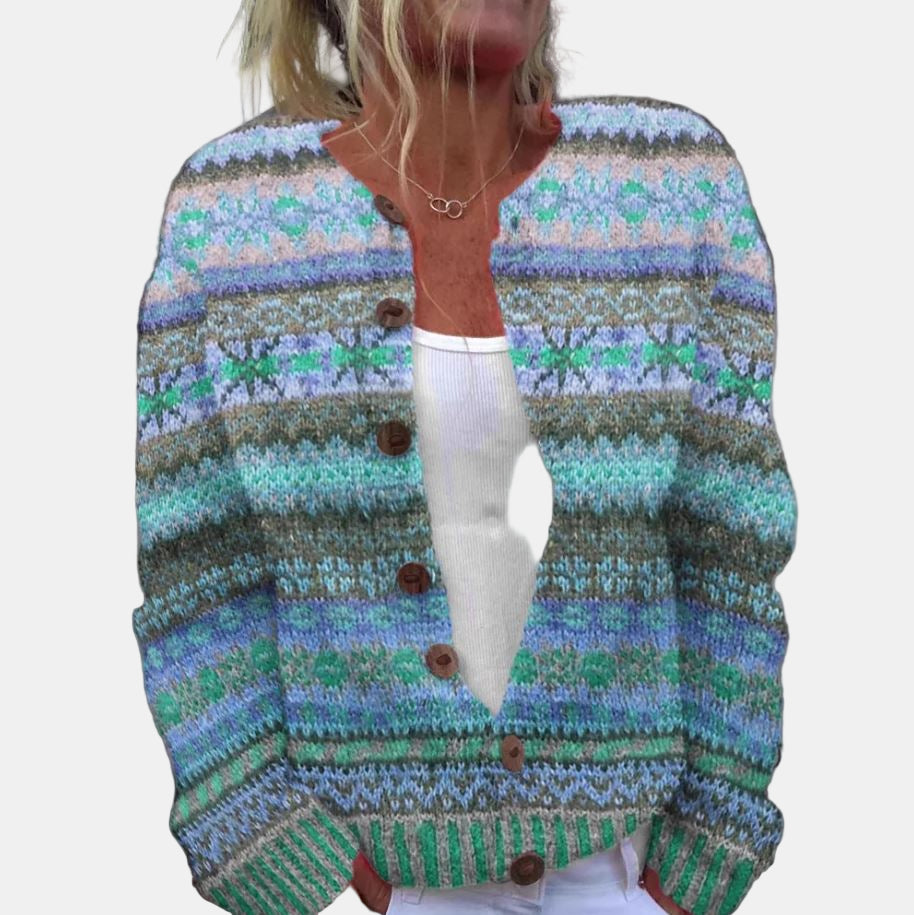 Adelina | Tryckt Blå Kofta